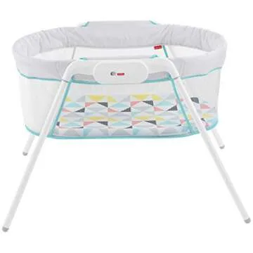 Fisher-Price Stow 'n Go Bassinet Windmill, portable baby cradle with soothing features for infants and newborns