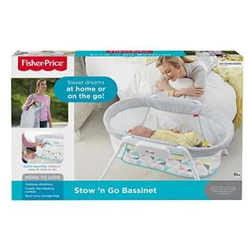 Fisher-Price Stow 'n Go Bassinet Windmill, portable baby cradle with soothing features for infants and newborns