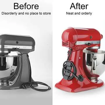 RORBAM Cord Organizer for Kitchen Appliances,Cord holder Cable Organizer for Household Appliances,Cable Keeper for Kitchen Stand Mixers, Coffee Maker, Pressure Cooker & Air Fryer (2 Pack, Gray)