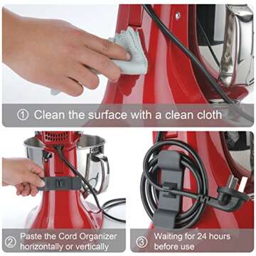 RORBAM Cord Organizer for Kitchen Appliances,Cord holder Cable Organizer for Household Appliances,Cable Keeper for Kitchen Stand Mixers, Coffee Maker, Pressure Cooker & Air Fryer (2 Pack, Gray)