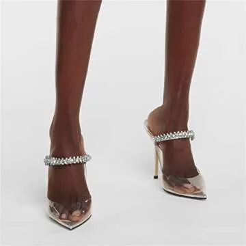 JANSEVEN Rhinestone Mule Heels for Weddings & Proms