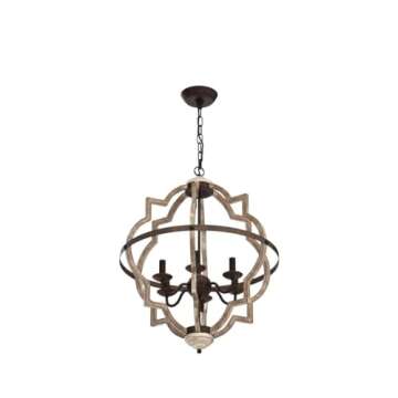 TZOE Orb 6-Light Chandelier Rustic Vintage Metal Chandelier Stardust Finish Foyer Chandelier Adjustable Height Dining Light Living Room Lighting Kitchen Chandelier UL Listed