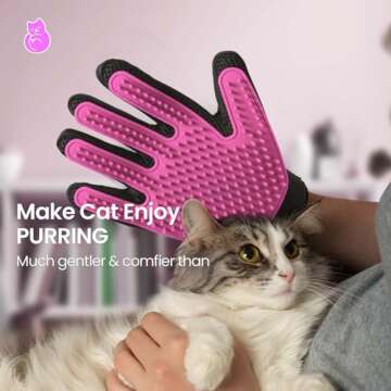 DELOMO Pet Grooming Gloves, Upgrade Version with Enhanced 255 Silicone Tips, 1 Pair (Pink)
