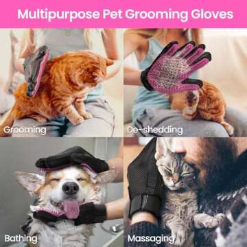 DELOMO Pet Grooming Gloves, Upgrade Version for All Pets