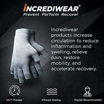 Incrediwear Fingerless Circulation Gloves for Arthritis Care