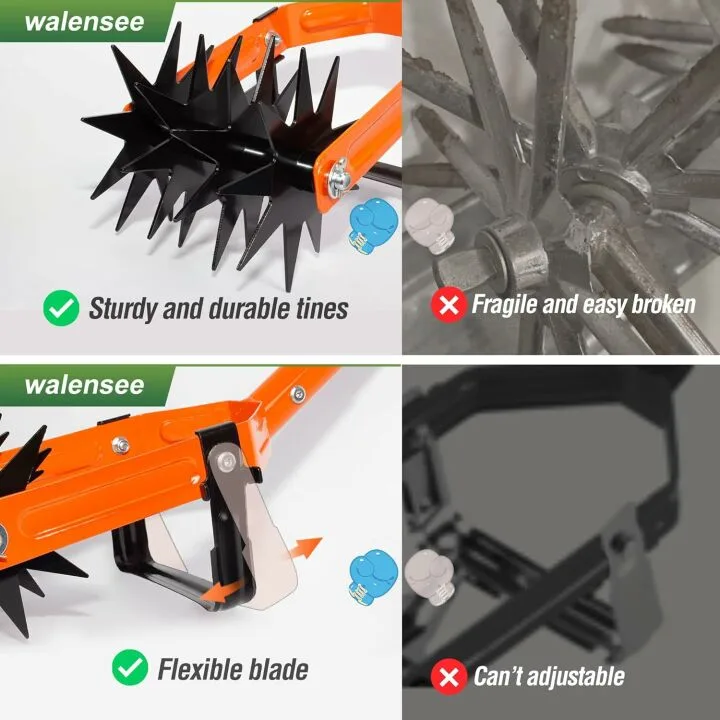 Adjustable Walensee Rotary Cultivator Tool for Gardens