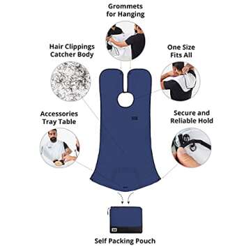 Beard King Beard Bib Apron - Shaving Set for Dad - As Seen on Shark Tank - Men's Hair Catcher for Shaving - Grooming Accessories - Packing Pouch, Blue