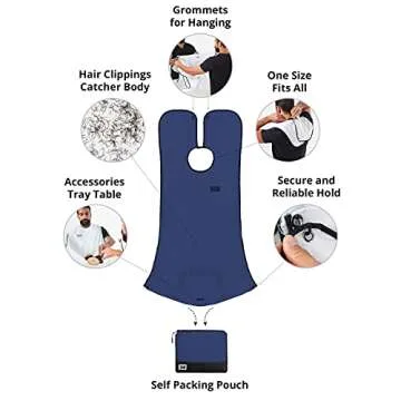 Beard King Beard Bib Apron - Shaving Set for Dad - As Seen on Shark Tank - Men's Hair Catcher for Shaving - Grooming Accessories - Packing Pouch, Blue