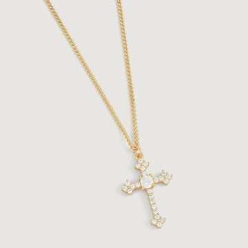 LADYGD Cross Necklace for Women Trendy 14K Gold Plated Cubic Zirconia Cross Pendant Necklaces Handmade Christian Everyday Jewelry Gifts for Women