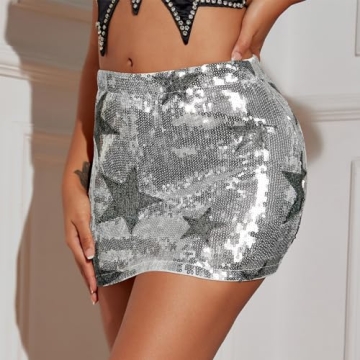 Women's Sparkly Sequin Mini Skirt for Night Out Wear