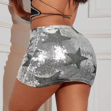 Women's Sparkly Sequin Mini Skirt for Night Out Wear