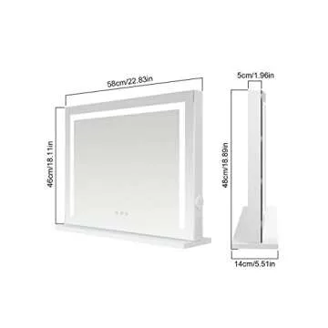 iCREAT Mirror with Light, Hollywood Vanity Makeup Mirror, Wall Mounted Mirror with Dimmer, Tabletop Mirrors for Makeup, Touchscreen Control Mirror with USB Outlet, White