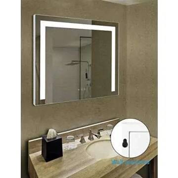 iCREAT Mirror with Light, Hollywood Vanity Makeup Mirror, Wall Mounted Mirror with Dimmer, Tabletop Mirrors for Makeup, Touchscreen Control Mirror with USB Outlet, White