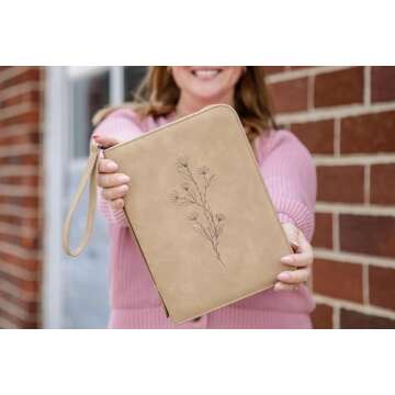 Bible Cover Case for Women - Stylish PU Leather with Wristlet Strap