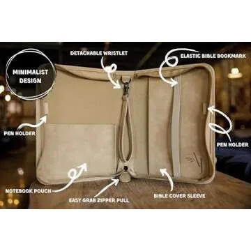 Minimalist Leather Bible Cover Case for Women with Wristlet