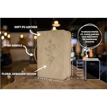 Minimalist Leather Bible Cover Case for Women with Wristlet