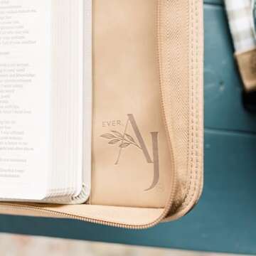 Minimalist Leather Bible Cover Case for Women with Wristlet