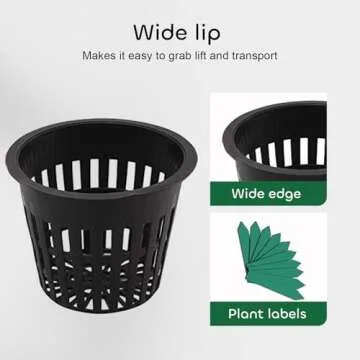 GROWNEER Net Pots 25 Pcs 3 Inch Garden Slotted Mesh Net Cups, Heavy Duty Hydroponic Supplies with 50Pcs Plant Labels, Planting Grow Basket for Indoor Outdoor Aquaponics Growing Bucket