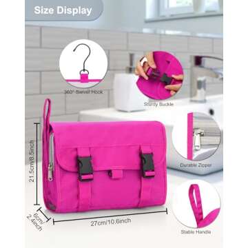 Relavel HangingTravel Toiletry Bag for Women, Large Capacity Toiletries Bag, Travel Essentials Organ...