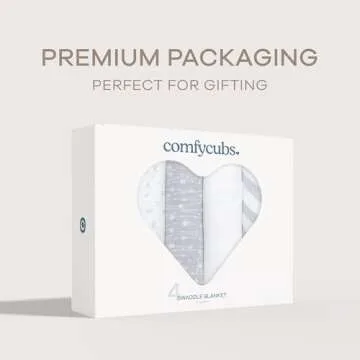Comfy Cubs Muslin Swaddle Blankets (Pack of 4) - 119 x 119 cm, Soft Cotton Baby Blanket Set, Large Swaddling Wraps for Newborns - Self-Soothing Baby Swaddle - (Grey)