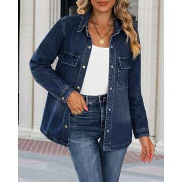 Luvamia Oversized Jean Jacket For Women - Stylish Denim Shacket for Casual Wear