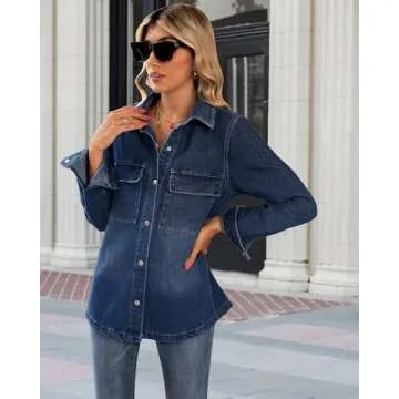 Luvamia Oversized Jean Jacket for Women - Fall Casual Style