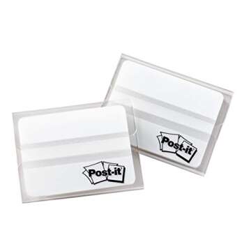Post-it Tabs, 2 in, Solid, White, 25 Tabs/On-The-Go Dispenser, 2 Dispensers/Pack (686F-50WH)