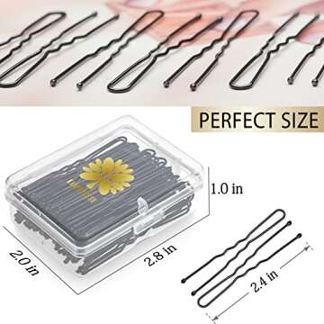 KANPRINCESS 100PCS 2.4Inch U Shaped Hair Pins,Black Bobby Pins for All Hair Types,Hair Pins for Wome...