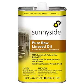Sunnyside Corporation 87332 Pure Raw Linseed Oil - Quart for Long-Lasting Wood Care and Protection
