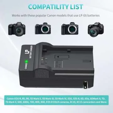 LP LP-E6 Battery Charger - Fast, Safe, and Portable for Canon DSLR Cameras
