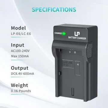 Portable LP LP-E6 Battery Charger for Canon Cameras