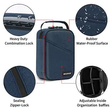 IDEATECH Smell Proof Bag, Stash Boxes Smell Proof Case, Smell Proof Container with Lock, Smell Odor Proof Case Travel Storage Bags, Smell Proof Box Birthday Gifts for Men/Women（Navy