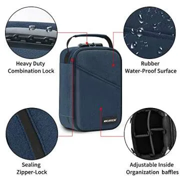 IDEATECH Smell Proof Bag, Stash Boxes Smell Proof Case, Smell Proof Container with Lock, Smell Odor Proof Case Travel Storage Bags, Smell Proof Box Birthday Gifts for Men/Women（Navy