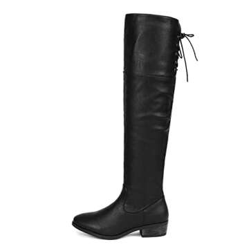 DREAM PAIRS Women's Over The Knee High Low Block Heel Riding Boots
