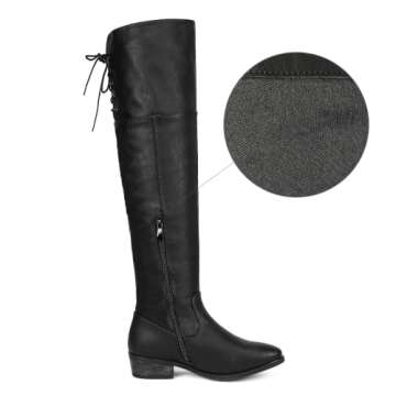 DREAM PAIRS Women's Over The Knee High Low Block Heel Riding Boots