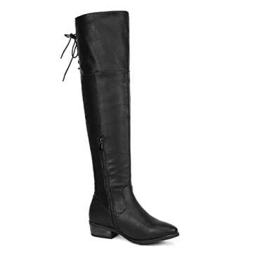 DREAM PAIRS Women's Over The Knee High Low Block Heel Riding Boots