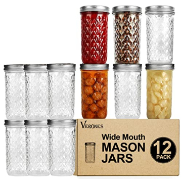 VERONES Wide Mouth Mason Jars 22oz Set - Versatile Storage