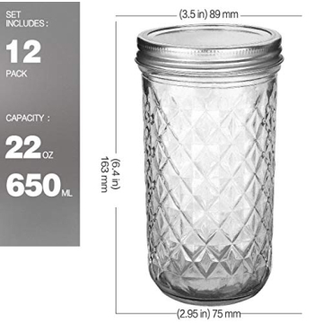 VERONES Wide Mouth Mason Jars 22oz Set - Versatile Storage