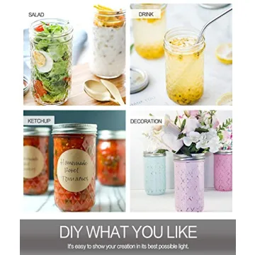 VERONES Wide Mouth Mason Jars 22oz Set - Versatile Storage