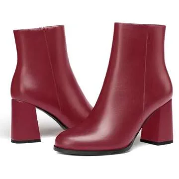 Stylish MERRORI Women's Ankle High Block Heel Boots