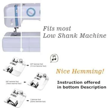 Windman 3 Sizes Wide Rolled Hem Pressure Foot Sewing Machine Presser Foot Hemmer Foot Set 1/2 Inch, 3/4 Inch, 1 Inch Low Shank Sewing Machine Presser Foot for Brother Singer