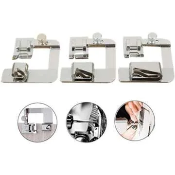 Windman 3 Sizes Wide Rolled Hem Pressure Foot Sewing Machine Presser Foot Hemmer Foot Set 1/2 Inch, 3/4 Inch, 1 Inch Low Shank Sewing Machine Presser Foot for Brother Singer