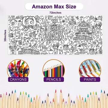 OHOME Halloween Giant Coloring Poster/Tablecloth-Halloween Crafts for Kids-30 x 72 Inches Jumbo Pape...
