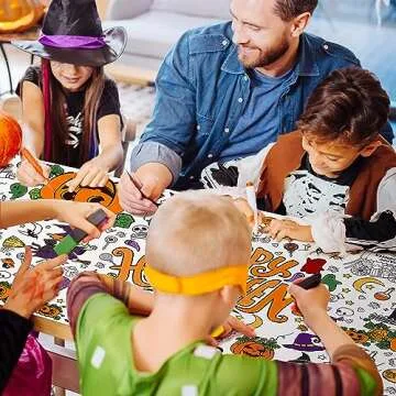 OHOME Halloween Giant Coloring Poster/Tablecloth-Halloween Crafts for Kids-30 x 72 Inches Jumbo Paper Coloring Banner Gifts for Kids Activities Games Toys Party Favors- Halloween Party Decorations