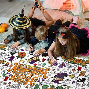 OHOME Halloween Giant Coloring Poster/Tablecloth-Halloween Crafts for Kids-30 x 72 Inches Jumbo Paper Coloring Banner Gifts for Kids Activities Games Toys Party Favors- Halloween Party Decorations