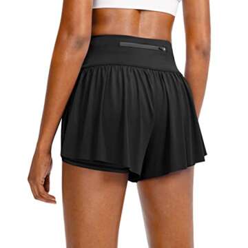 Flowy Running Shorts for Women with 4 Pockets 2 in 1 High Waisted Women's Butterfly Workout Athletic...
