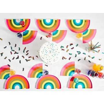 Talking Tables RAIN Happy Birthday Rainbow Shaped Plates Party Decorations, Pack of 12, Width 24cm, ...