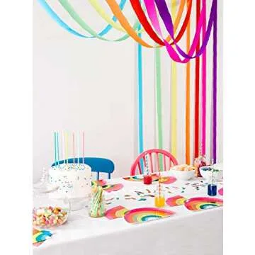 Talking Tables RAIN Happy Birthday Rainbow Shaped Plates Party Decorations, Pack of 12, Width 24cm, 9", Gold Foil and Mixed Colors