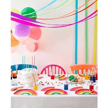 Talking Tables RAIN Happy Birthday Rainbow Shaped Plates Party Decorations, Pack of 12, Width 24cm, 9", Gold Foil and Mixed Colors