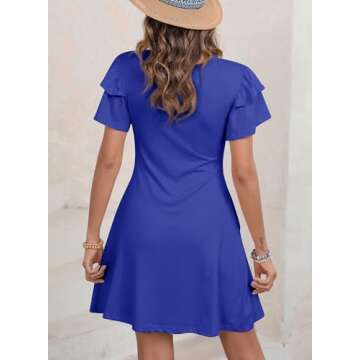 Dokotoo Blue Sundresses Dresses for Women Summer Spring Fashion 2025 Holiday Casual Plus Size Ruffle Sleeveless Womens Sun Dresses Tank Dress Cruise Outfits Mini Dress